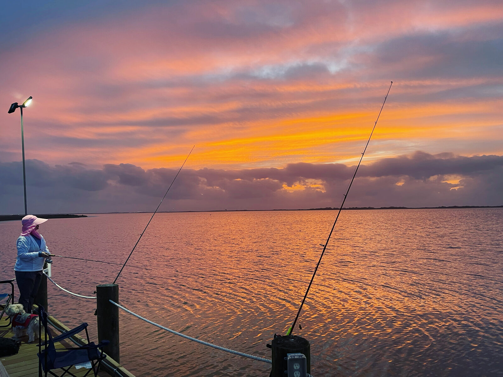 Fishing from Seahorse resident amenities on Drum Bay