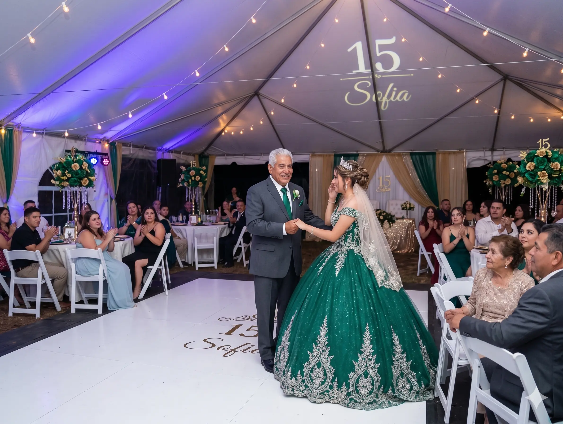 Father and daughter sharing a quinceañera dance at Seahorse