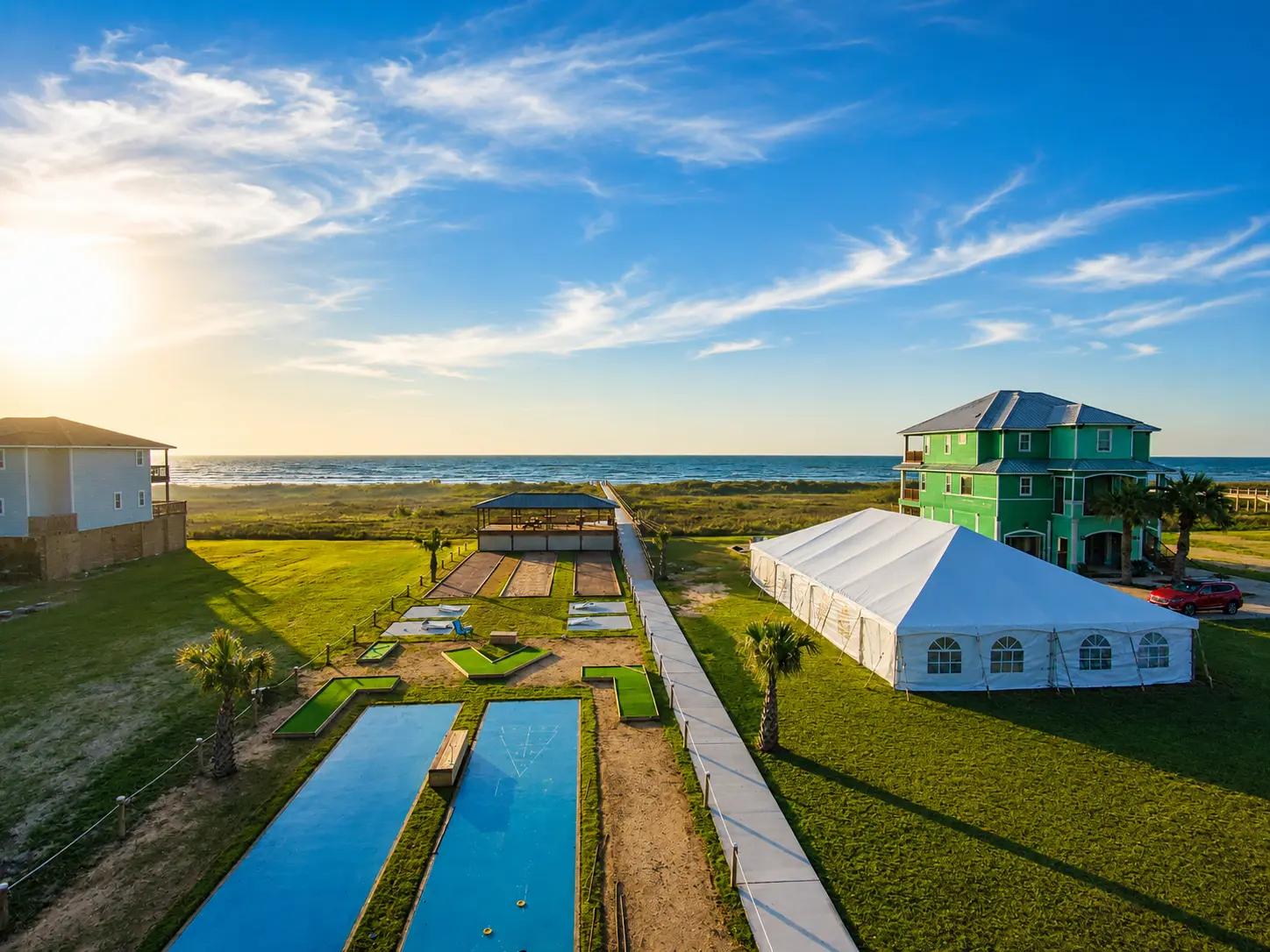 Aerial view of the Seahorse beachfront event setting